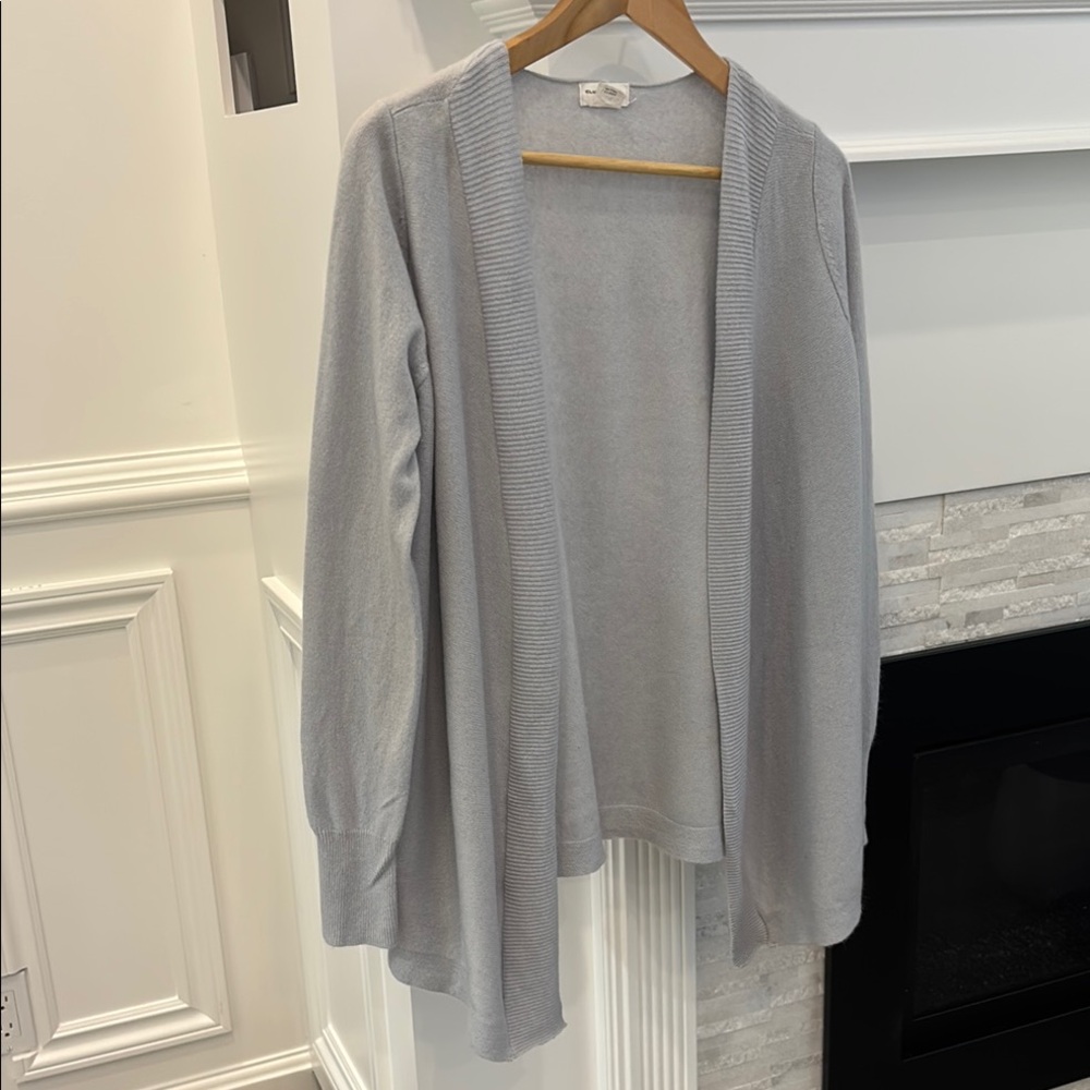 Club Monaco Light Gray/Blue Open-Front Cardigan Sweater